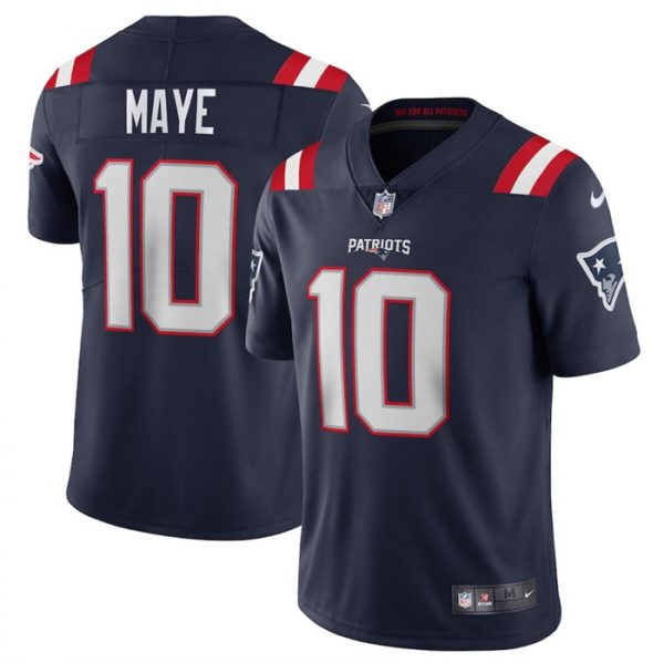 Men New England Patriots #10 Drake Maye Navy 2024 Draft Vapor Limited Stitched Football Jersey