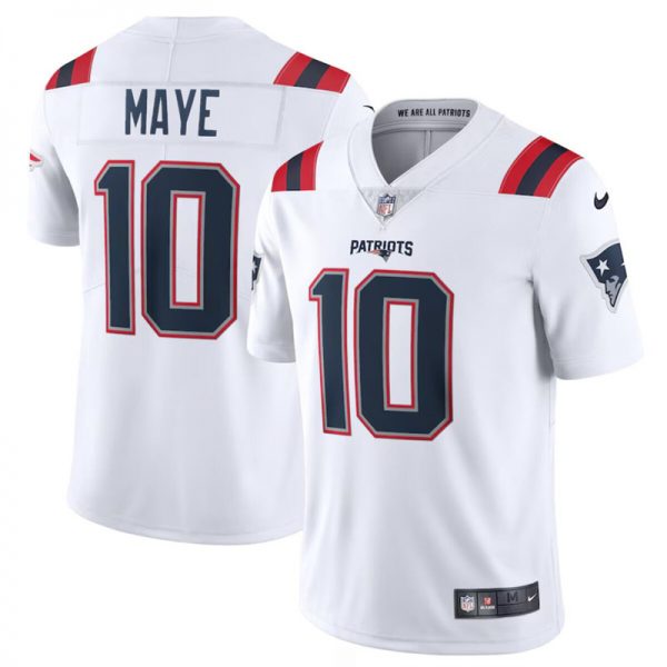 Men New England Patriots #10 Drake Maye White 2024 Draft Vapor Limited Stitched Football Jersey