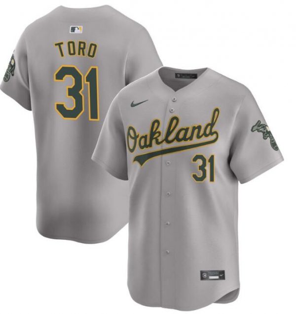 Men Oakland Athletics #31 Abraham Toro Grey 2024 Away Limited Stitched Jersey