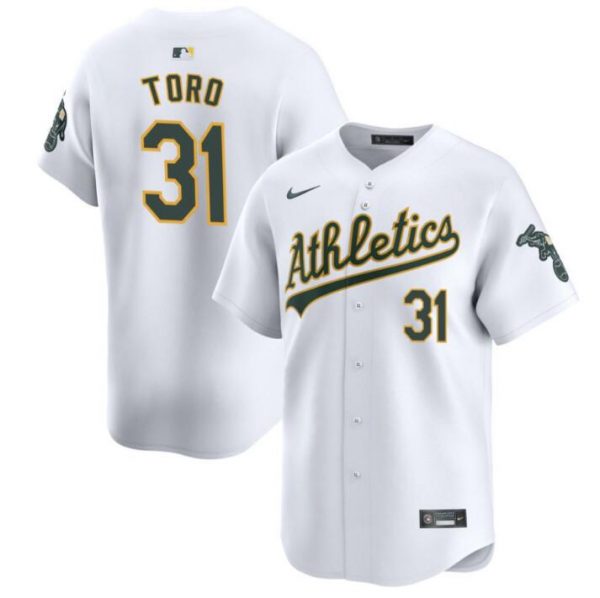 Men Oakland Athletics #31 Abraham Toro White 2024 Home Limited Stitched Jersey