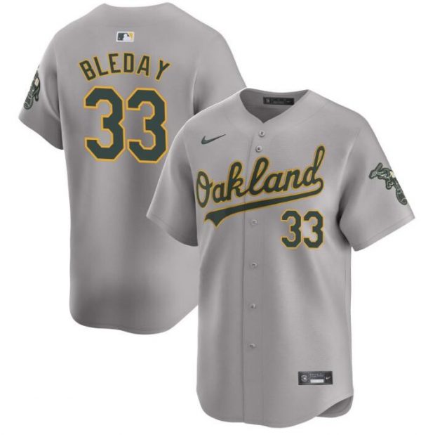 Men Oakland Athletics #33 JJ Bleday Grey 2024 Away Limited Stitched Jersey