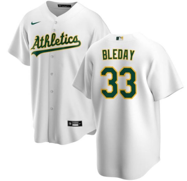 Men Oakland Athletics #33 JJ Bleday White Cool Base Stitched Jersey