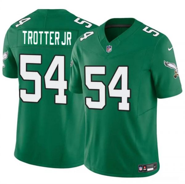 Men Philadelphia Eagles #54 Jeremiah Trotter Jr Green 2024 Draft F.U.S.E Vapor Untouchable Throwback Limited Stitched Football Jersey