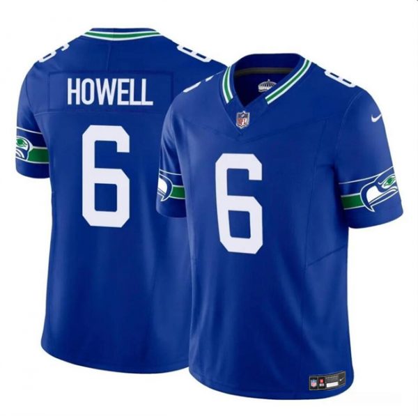 Men Seattle Seahawks #6 Sam Howell Royal 2023 F.U.S.E. Vapor Throwback Limited Stitched Football Jersey