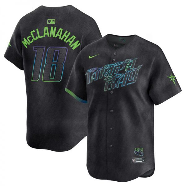 Men Tampa Bay Rays #18 Shane McClanahan Charcoal 2024 City Connect Limited Stitched Baseball Jersey