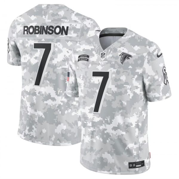 Men Atlanta Falcons #7 Bijan Robinson 2024 Arctic Camo Salute to Service Limited Stitched Football Jersey