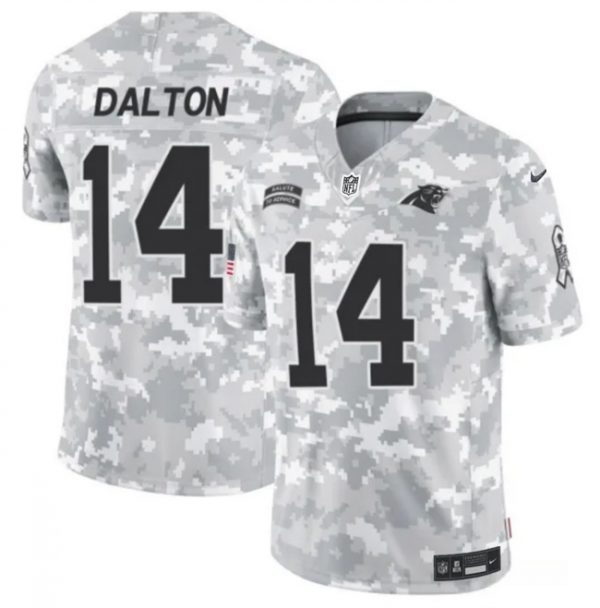 Men Carolina Panthers #14 Andy Dalton 2024 F.U.S.E Arctic Camo Salute to Service Limited Stitched Football Jersey