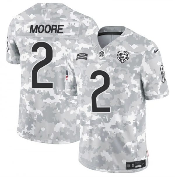Men Chicago Bears #2 DJ Moore 2024 F.U.S.E Arctic Camo Salute to Service Limited Stitched Football Jersey