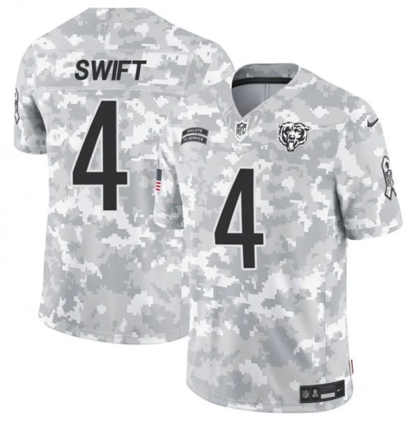 Men Chicago Bears #4 D'Andre Swift 2024 F.U.S.E Arctic Camo Salute to Service Limited Stitched Football Jersey