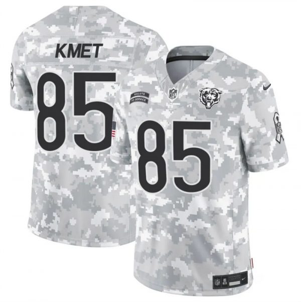Men Chicago Bears #85 Cole Kmet 2024 F.U.S.E Arctic Camo Salute to Service Limited Stitched Football Jersey