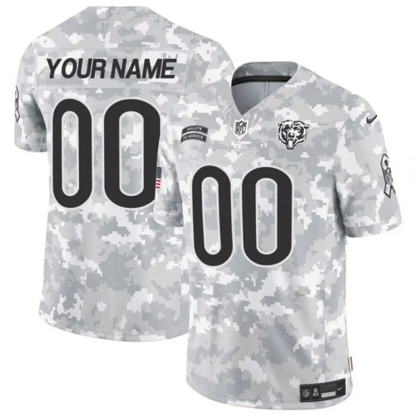 Men Chicago Bears Active Player Custom 2024 F.U.S.E Arctic Camo Salute to Service Limited Stitched Football Jersey