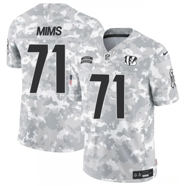 Men Cincinnati Bengals #71 Amarius Mims 2024 F.U.S.E Arctic Camo Salute to Service Limited Stitched Football Jersey