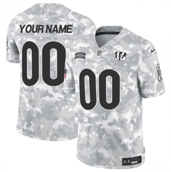 Men Cincinnati Bengals Active Player Custom 2024 F.U.S.E Arctic Camo Salute to Service Limited Stitched Football Jersey