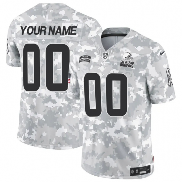 Men Cleveland Browns Active Player Custom 2024 F.U.S.E Arctic Camo Salute to Service Limited Stitched Football Jersey