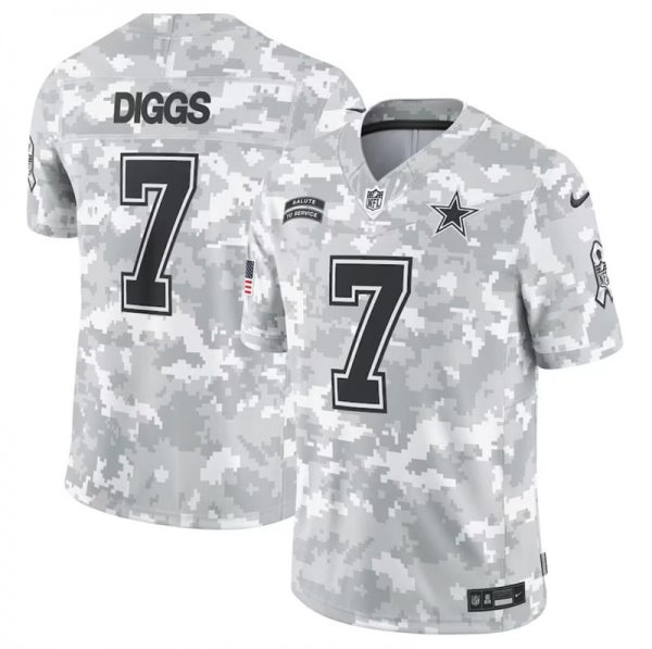 Men Dallas Cowboys #7 Trevon Diggs 2024 Arctic Camo Salute to Service Limited Stitched Football Jersey