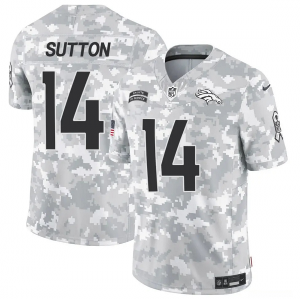 Men Denver Broncos #14 Courtland Sutton 2024 F.U.S.E Arctic Camo Salute to Service Limited Stitched Football Jersey