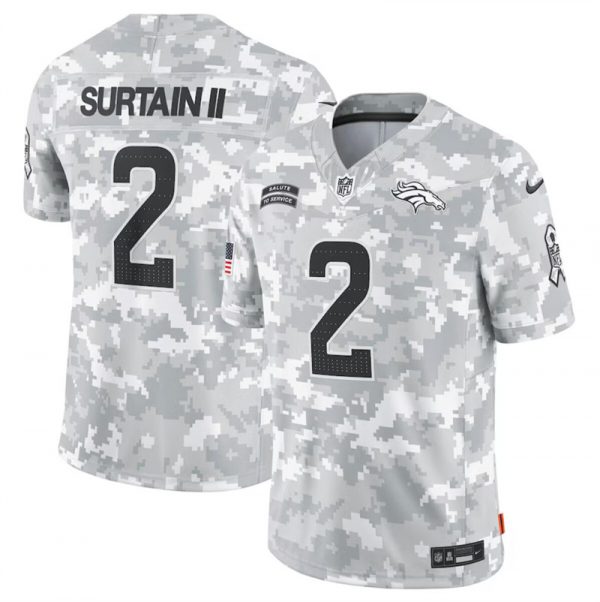 Men Denver Broncos #2 Patrick Surtain II 2024 Arctic Camo Salute to Service Limited Stitched Football Jersey