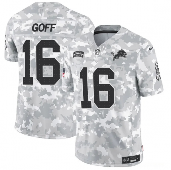 Men Detroit Lions #16 Jared Goff 2024 F.U.S.E Arctic Camo Salute to Service Limited Stitched Football Jersey