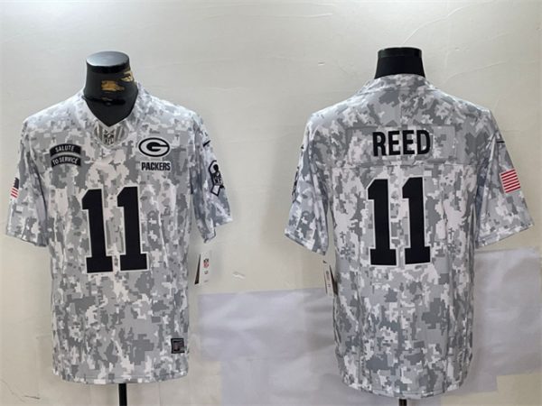 Men Green Bay Packers #11 Jayden Reed 2024 F.U.S.E Arctic Camo Salute to Service Limited Stitched Football Jersey