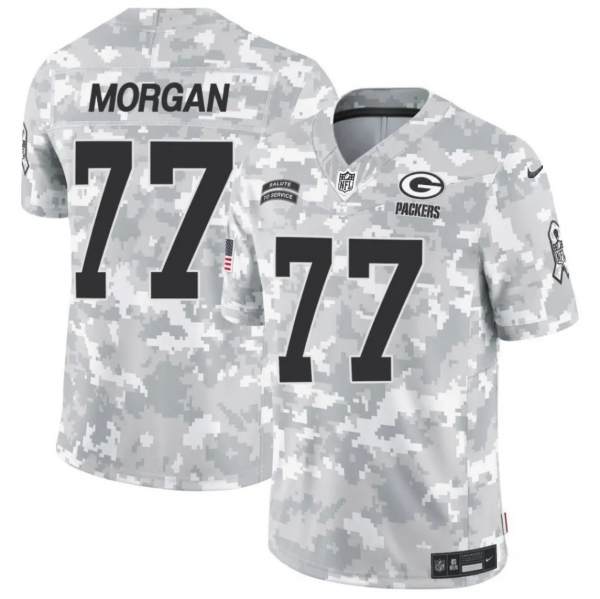 Men Green Bay Packers #77 Jordan Morgan 2024 F.U.S.E Arctic Camo Salute to Service Limited Stitched Football Jersey