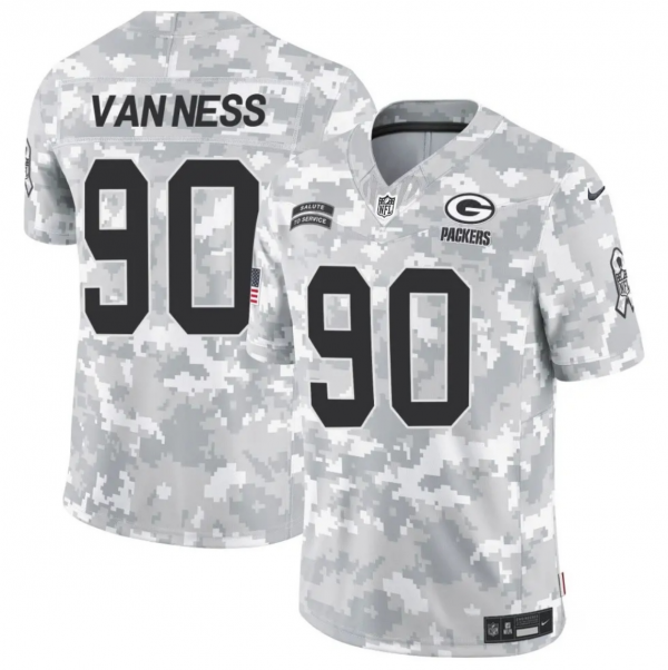 Men Green Bay Packers #90 Lukas Van Ness 2024 F.U.S.E Arctic Camo Salute to Service Limited Stitched Football Jersey