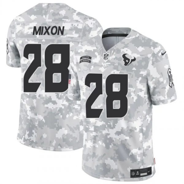 Men Houston Texans #28 Joe Mixon 2024 F.U.S.E Arctic Camo Salute to Service Limited Stitched Football Jersey