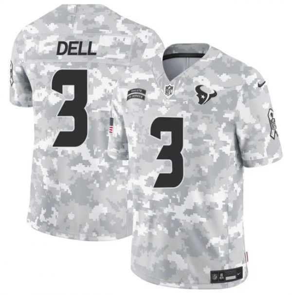 Men Houston Texans #3 Tank Dell 2024 F.U.S.E Arctic Camo Salute to Service Limited Stitched Football Jersey