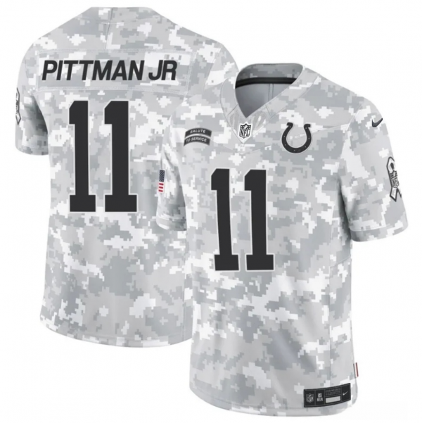 Men Indianapolis Colts #11 Michael Pittman Jr. 2024 F.U.S.E Arctic Camo Salute to Service Limited Stitched Football Jersey