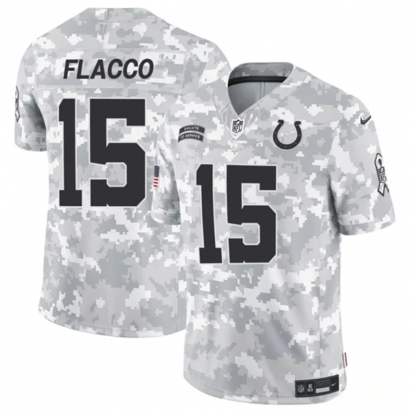 Men Indianapolis Colts #15 Joe Flacco 2024 F.U.S.E Arctic Camo Salute to Service Limited Stitched Football Jersey
