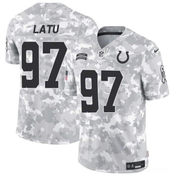 Men Indianapolis Colts #97 Laiatu Latu 2024 F.U.S.E Arctic Camo Salute to Service Limited Stitched Football Jersey
