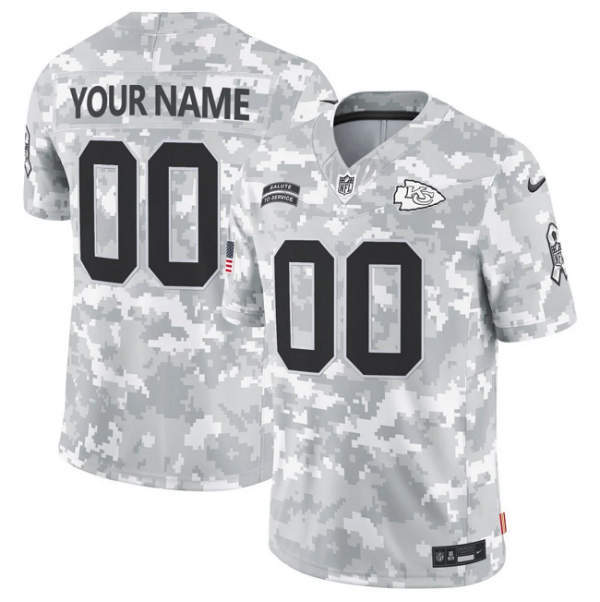 Men Kansas City Chiefs Active Player Custom 2024 F.U.S.E Arctic Camo Salute to Service Limited Stitched Football Jersey