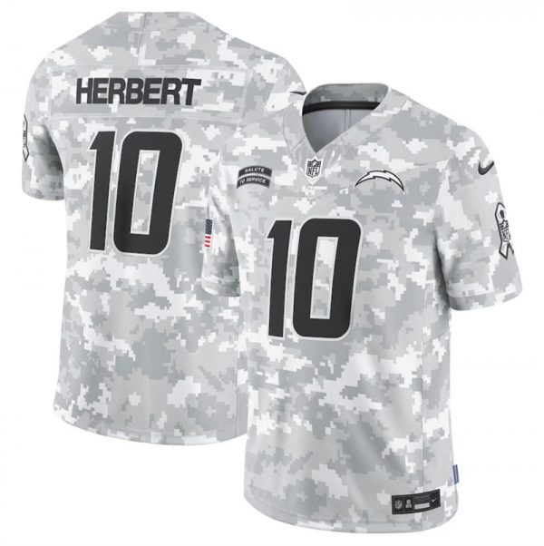 Men Los Angeles Chargers #10 Justin Herbert 2024 Arctic Camo Salute to Service Limited Stitched Football Jersey