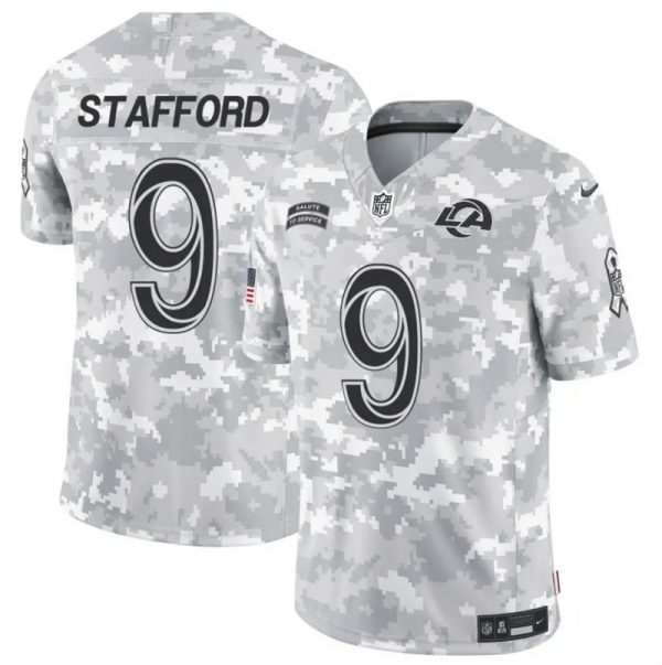 Men Los Angeles Rams #9 Matthew Stafford 2024 F.U.S.E Arctic Camo Salute to Service Limited Stitched Football Jersey