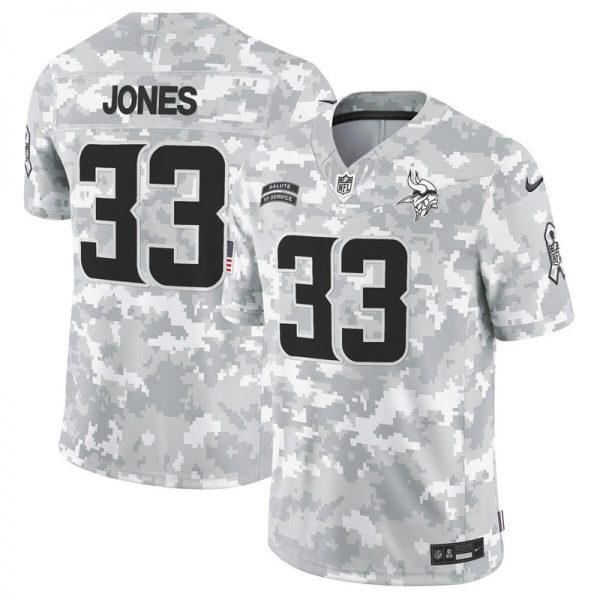 Men Minnesota Vikings #33 Aaron Jones 2024 F.U.S.E Arctic Camo Salute to Service Limited Stitched Football Jersey