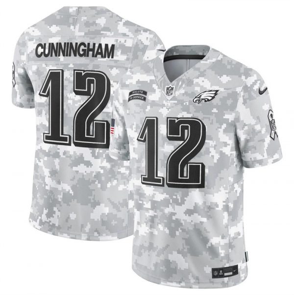 Men Philadelphia Eagles #12 Randall Cunningham 2024 F.U.S.E Arctic Camo Salute to Service Limited Stitched Football Jersey