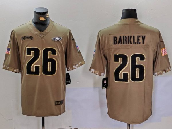 Men Philadelphia Eagles #26 Saquon Barkley Camo Salute To Service Limited Stitched Jersey