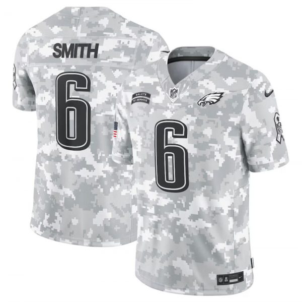 Men Philadelphia Eagles #6 DeVonta Smith 2024 Arctic Camo Salute to Service Limited Stitched Football Jersey