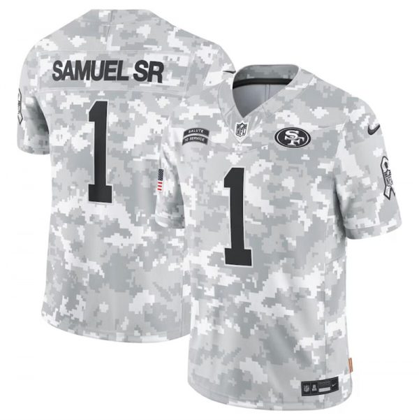 Men San Francisco 49ers #1 Deebo Samuel 2024 Arctic Camo Salute to Service Limited Stitched Football Jersey