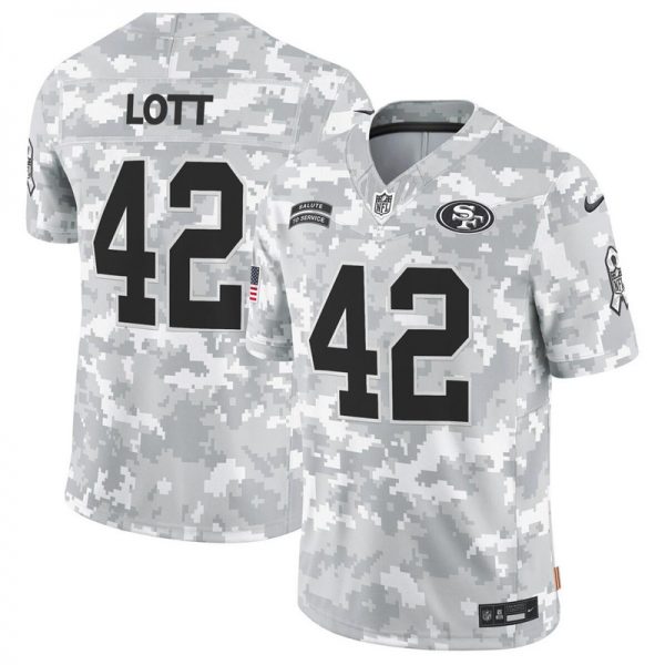 Men San Francisco 49ers #42 Ronnie Lott 2024 F.U.S.E Arctic Camo Salute to Service Limited Stitched Football Jersey