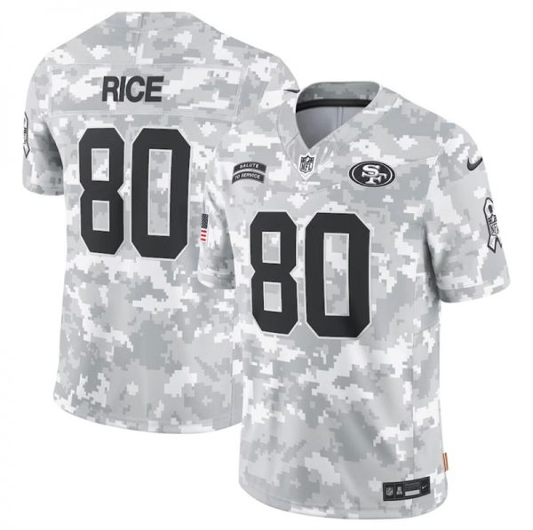 Men San Francisco 49ers #80 Jerry Rice 2024 Arctic Camo Salute to Service Limited Stitched Football Jersey