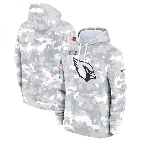 Men Arizona Cardinals 2024 Arctic Camo Salute to Service Club Fleece Pullover Hoodie
