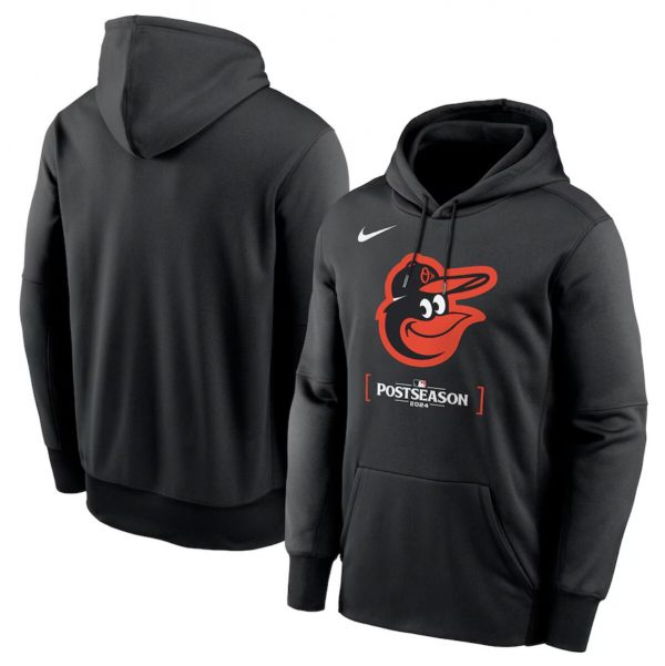 Men Baltimore Orioles Black 2024 Postseason Collection Therma Pullover Hoodie