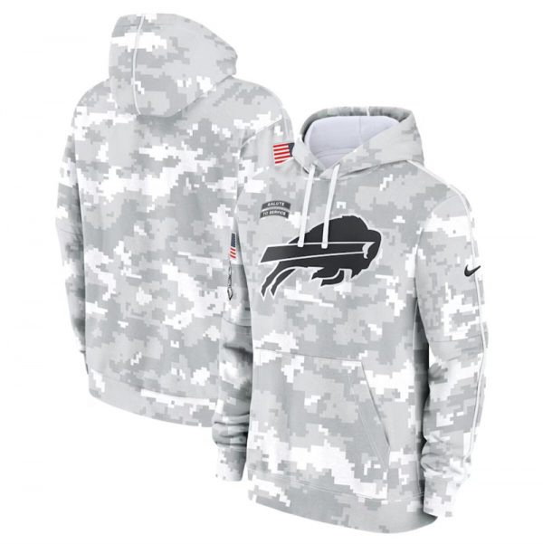 Men Buffalo Bills 2024 Arctic Camo Salute to Service Club Fleece Pullover Hoodie