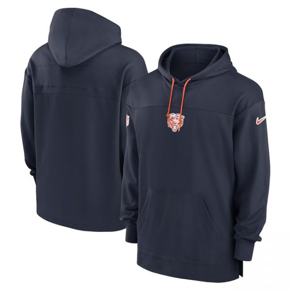 Men Chicago Bears Navy Performance Pullover Hoodie
