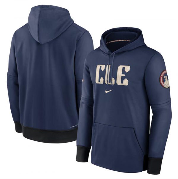 Men Cleveland Guardians Navy 2024 City Connect Collection Practice Performance Pullover Hoodie