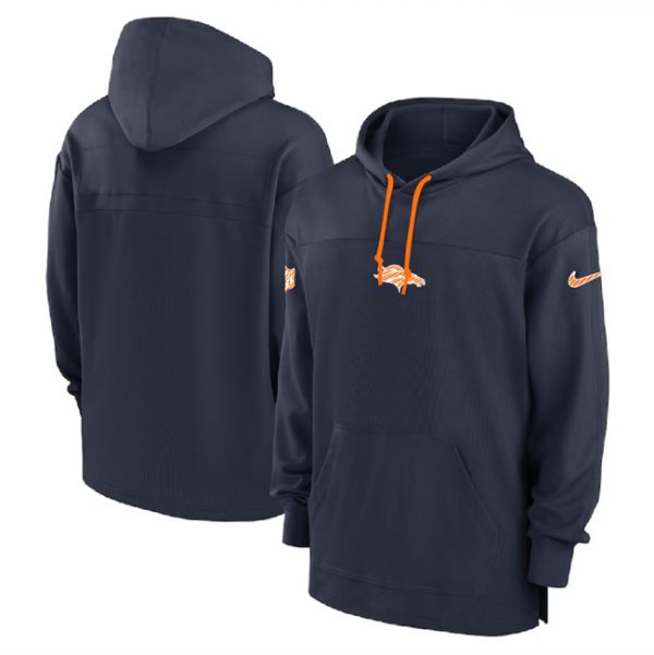 Men Denver Broncos Navy Performance Pullover Hoodie