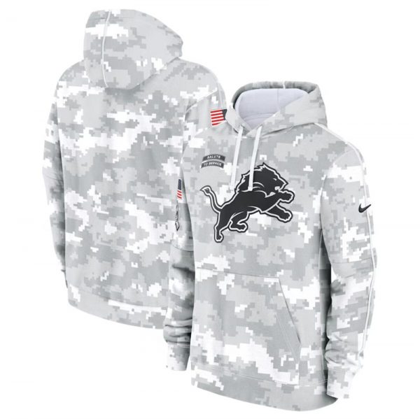 Men Detroit Lions 2024 Arctic Camo Salute to Service Club Fleece Pullover Hoodie