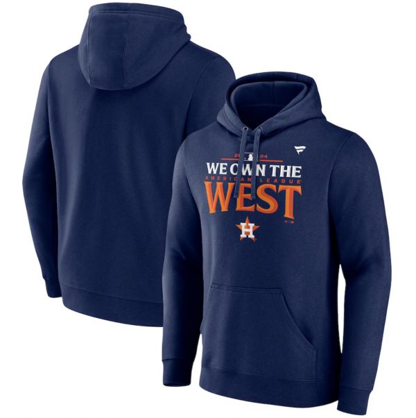 Men Houston Astros Navy 2024 AL West Division Champions Locker Room Pullover Hoodie