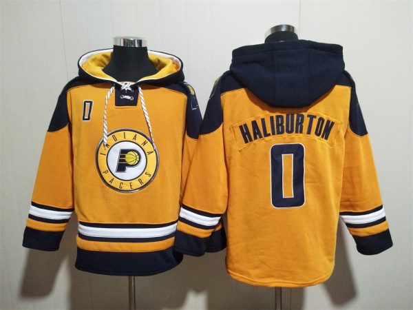 Men Indiana Pacers #0 Tyrese Haliburton Royal/Red Lace-Up Pullover Hoodie