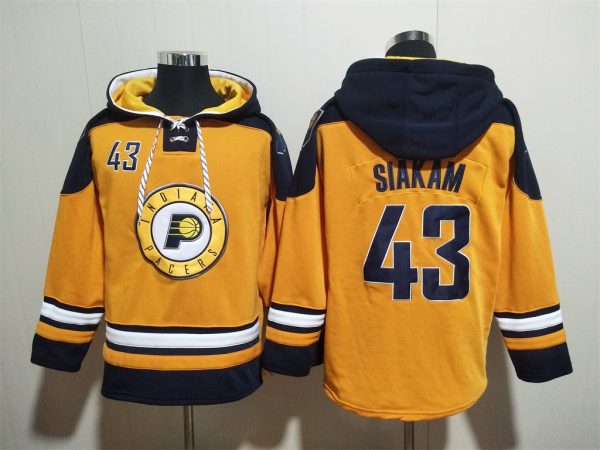 Men Indiana Pacers #43 Pascal Siakam Royal/Red Lace-Up Pullover Hoodie